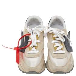 Off-White Beige/Black Fabric And Suede Arrow Running Low Top Sneakers Size 37