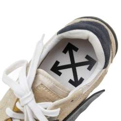 Off-White Beige/Black Fabric And Suede Arrow Running Low Top Sneakers Size 37