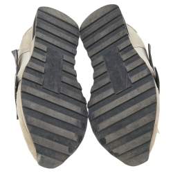 Off-White Beige/Black Fabric And Suede Arrow Running Low Top Sneakers Size 37