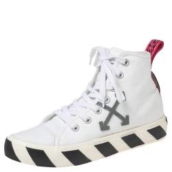 Pre Owned Off White White Canvas High-top Arrow Sneakers Size 39