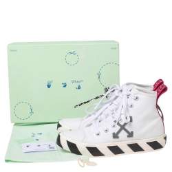 Pre Owned Off White White Canvas High-top Arrow Sneakers Size 39