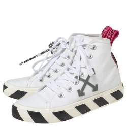 Pre Owned Off White White Canvas High-top Arrow Sneakers Size 39