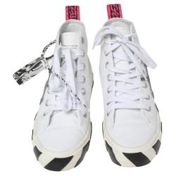 Pre Owned Off White White Canvas High-top Arrow Sneakers Size 39