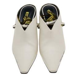 Off-White White Leather Mule Sandals Size 38