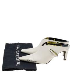 Off-White White Leather Mule Sandals Size 38