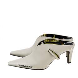 Off-White White Leather Mule Sandals Size 38