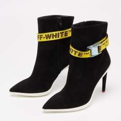 Pre Owned Off-White Black Suede Off-White Co Virgil Abloh Ankle Boots Size 38