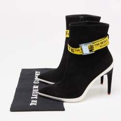 Pre Owned Off-White Black Suede Off-White Co Virgil Abloh Ankle Boots Size 38