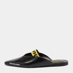 Off-White Black Leather Mule Sandals Size 41