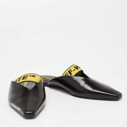Off-White Black Leather Mule Sandals Size 41