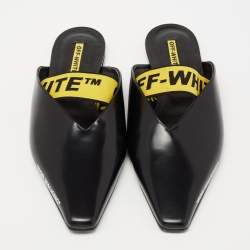 Off-White Black Leather Mule Sandals Size 41