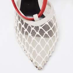 Pre Owned Off-White Tri-Color Mesh, Leather and Suede Zip-Tie D'orsay Pumps Size 39