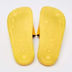 Off-White Yellow Leather Logo Slide Sandals Size 37