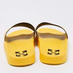 Off-White Yellow Leather Logo Slide Sandals Size 37
