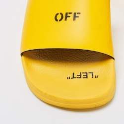 Off-White Yellow Leather Logo Slide Sandals Size 37