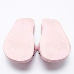 Pre Owned Off-White Pink Leather Logo Slide Sandals Size 37