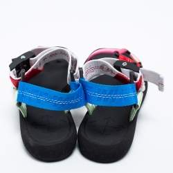 Off-White Multicolor Leather and Canvas Velcro Trek Flat Sandals Size 38