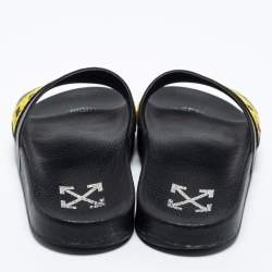 Pre Owned Off-White Black Rubber C/O VIRGIL Slide Sandals Size 38