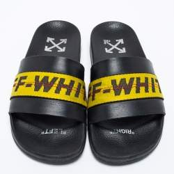 Pre Owned Off-White Black Rubber C/O VIRGIL Slide Sandals Size 38