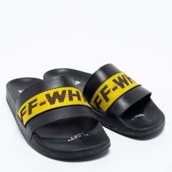 Pre Owned Off-White Black Rubber C/O VIRGIL Slide Sandals Size 38