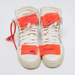 Pre Owned Off-White White Leather Off Court 3.0 High Top Sneakers Size 35