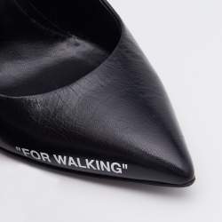 Pre Owned Off-White Black Leather For Walking Pointed Toe Pumps Size 38