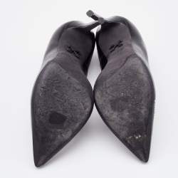 Pre Owned Off-White Black Leather For Walking Pointed Toe Pumps Size 38