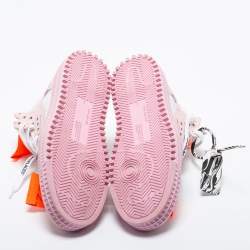 Pre Owned Off-White Pink/White Canvas and Leather Off Court Sneakers Size 36