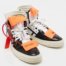Pre Owned  Off-White White/Black Leather And Canvas Off Court 3.0 High Top Sneakers Size 40