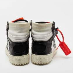 Pre Owned  Off-White White/Black Leather And Canvas Off Court 3.0 High Top Sneakers Size 40