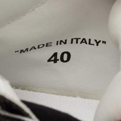 Pre Owned  Off-White White/Black Leather And Canvas Off Court 3.0 High Top Sneakers Size 40