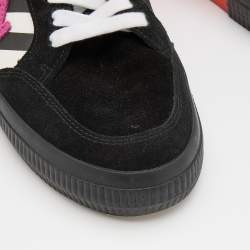 Off-White Black/White Canvas and Suede Vulcanized Striped Low Top Sneakers Size 38