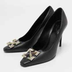 Pre Owned Off White Black Leather Arrow Embellished Pumps Size 41