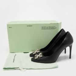 Pre Owned Off White Black Leather Arrow Embellished Pumps Size 41