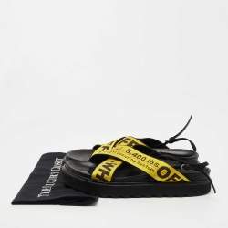Off-White Yellow Canvas Virgil Abloh Belt Slingback Sandals Size 39 