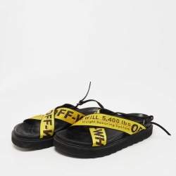 Off-White Yellow Canvas Virgil Abloh Belt Slingback Sandals Size 39 