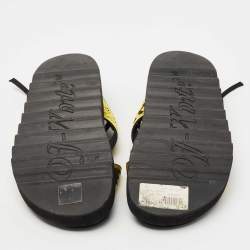 Off-White Yellow Canvas Virgil Abloh Belt Slingback Sandals Size 39 