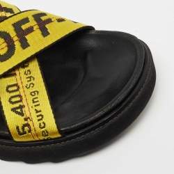 Off-White Yellow Canvas Virgil Abloh Belt Slingback Sandals Size 39 