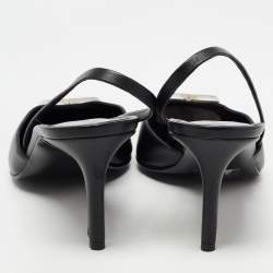 Pre Owned Off-White Black Leather Arrow Slingback Pumps Size 41