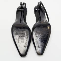 Pre Owned Off-White Black Leather Arrow Slingback Pumps Size 41