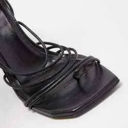 Pre Owned Off-White Black Leather Allen Ankle Wrap Sandals Size 38