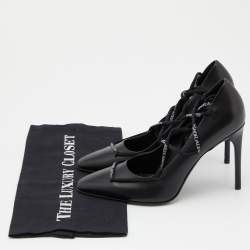 Pre Owned Off-White Black Leather Lace Up Pumps Size 39