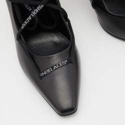 Pre Owned Off-White Black Leather Lace Up Pumps Size 39