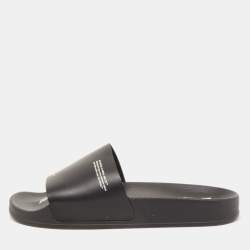 Off-White Black Rubber Corporate Print Flat Slides Size 39