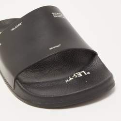 Off-White Black Rubber Corporate Print Flat Slides Size 39