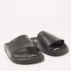 Off-White Black Rubber Corporate Print Flat Slides Size 39
