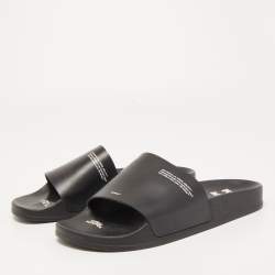 Off-White Black Rubber Corporate Print Flat Slides Size 39