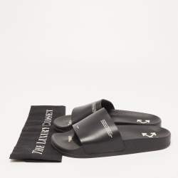 Off-White Black Rubber Corporate Print Flat Slides Size 39