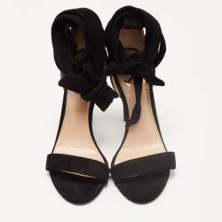 Pre Owned Off-White Black Suede Ankle Wrap Sandals Size 39