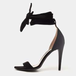 Pre Owned Off-White Black Suede Ankle Wrap Sandals Size 39
